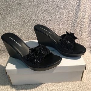 Athena Alexander Black Wedge Sandals